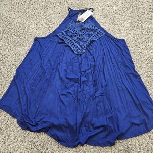 Chic Royal Blue Lace Tank Top